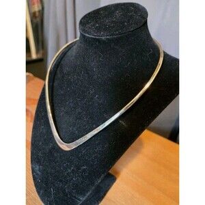 Vintage Sterling Necklace Rigid V Choker Collar, Designer Signed